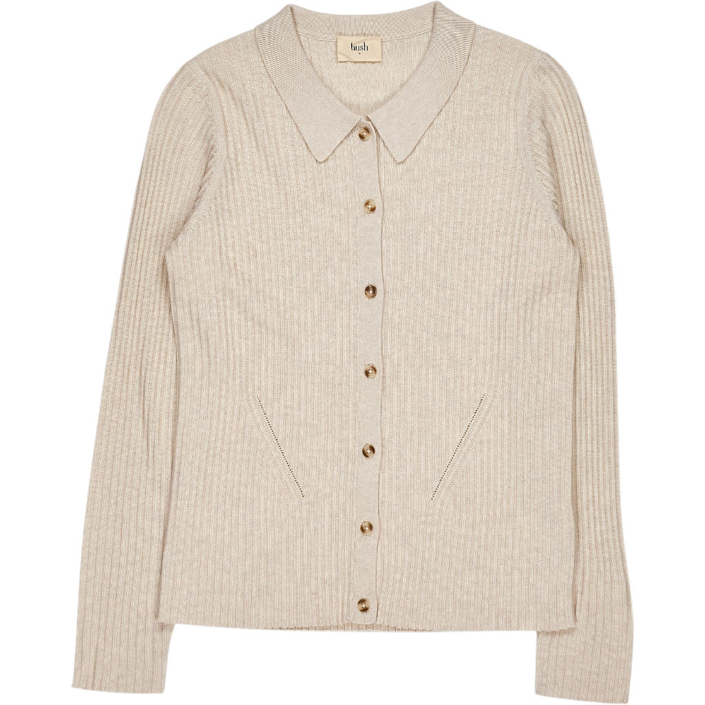 Hush Beige Ribbed Knit Cardigan