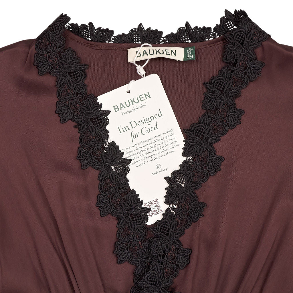 Baukjen Dark Chocolate Valletta Lace Trim Midi Dress