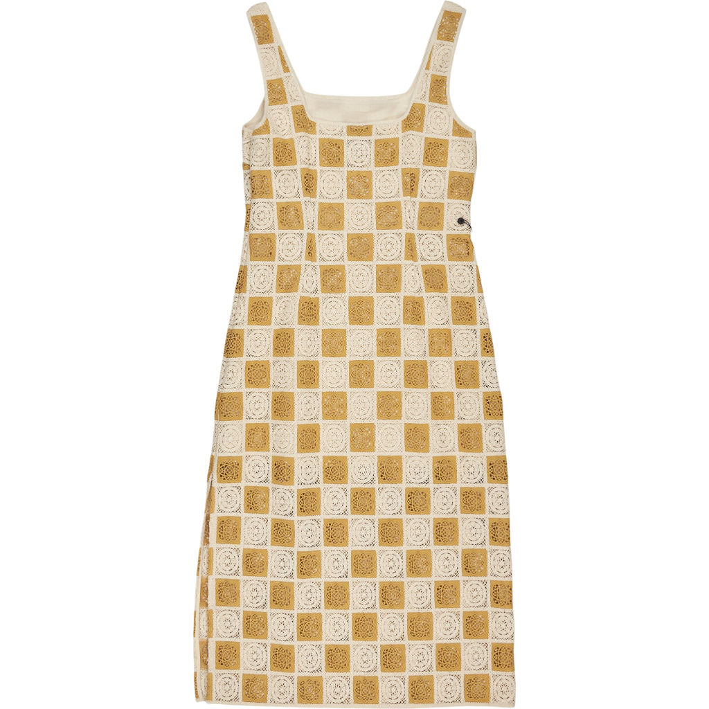 Whistles Cream Yellow Cotton Crochet Midi Dress