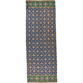 Drakes Navy Green Medallion Print Scarf
