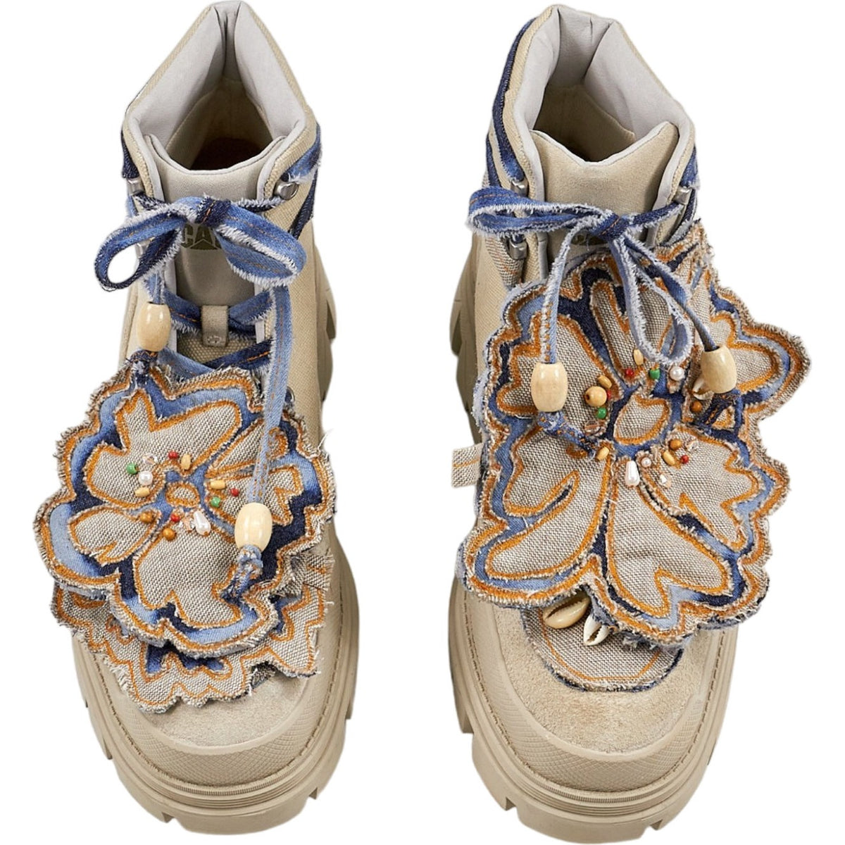Cat Footwear Beige Embroidered Boots