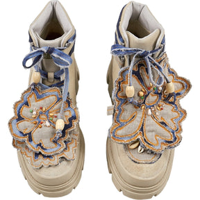 Cat Footwear Beige Embroidered Boots