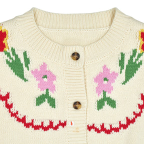 OMNES Cream Floral Knit Cardigan