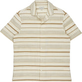 Moss Cream Brown Striped Short Sleeve Shirt