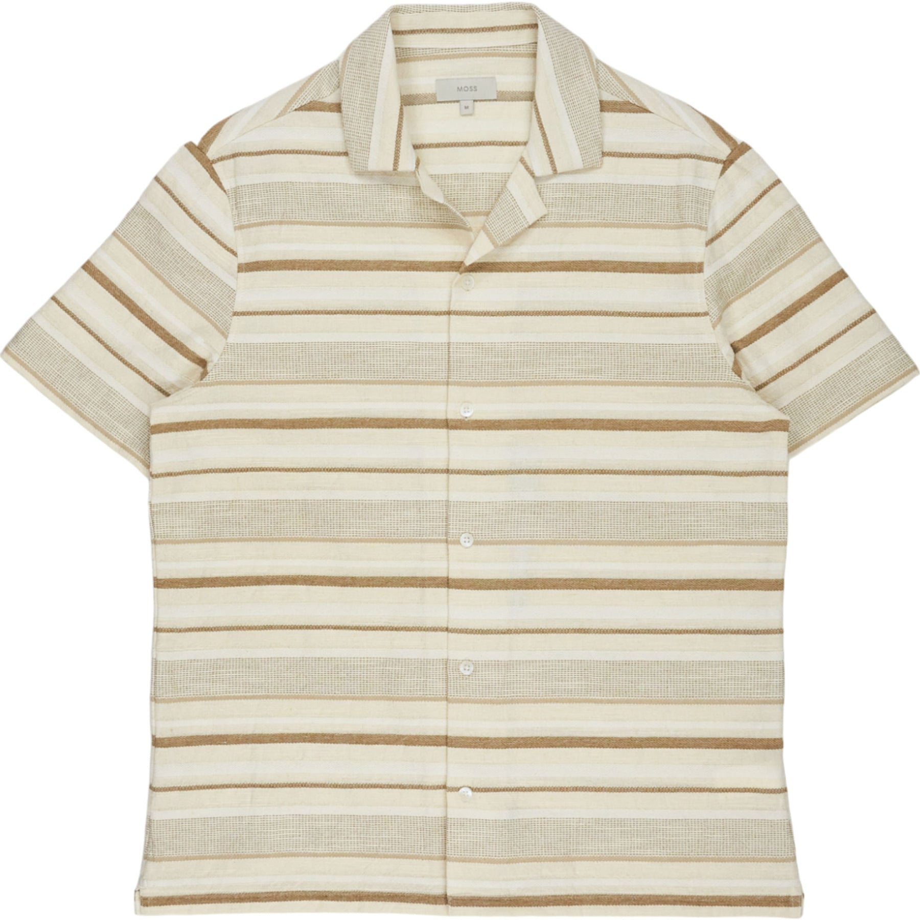 Moss Cream Brown Striped Short Sleeve Shirt