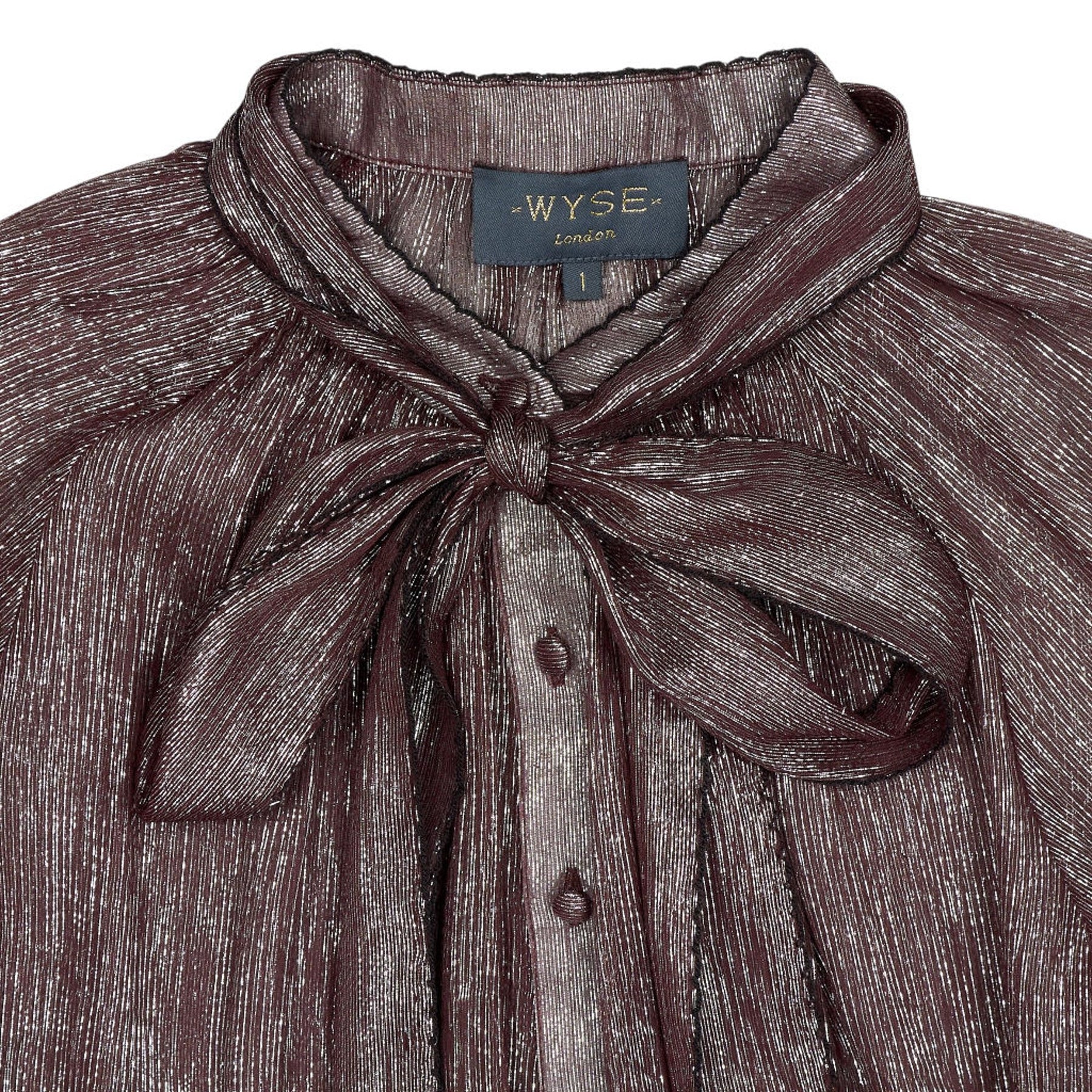 WYSE  Plum Metallic Sheer Blouse