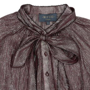WYSE  Plum Metallic Sheer Blouse
