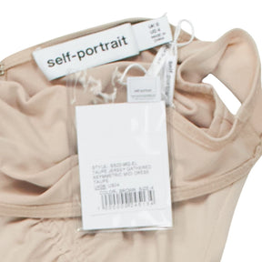 Self-Portrait Taupe Asymmetric Midi Dress