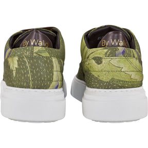 By Walid Green Print Raw Silk Trainers