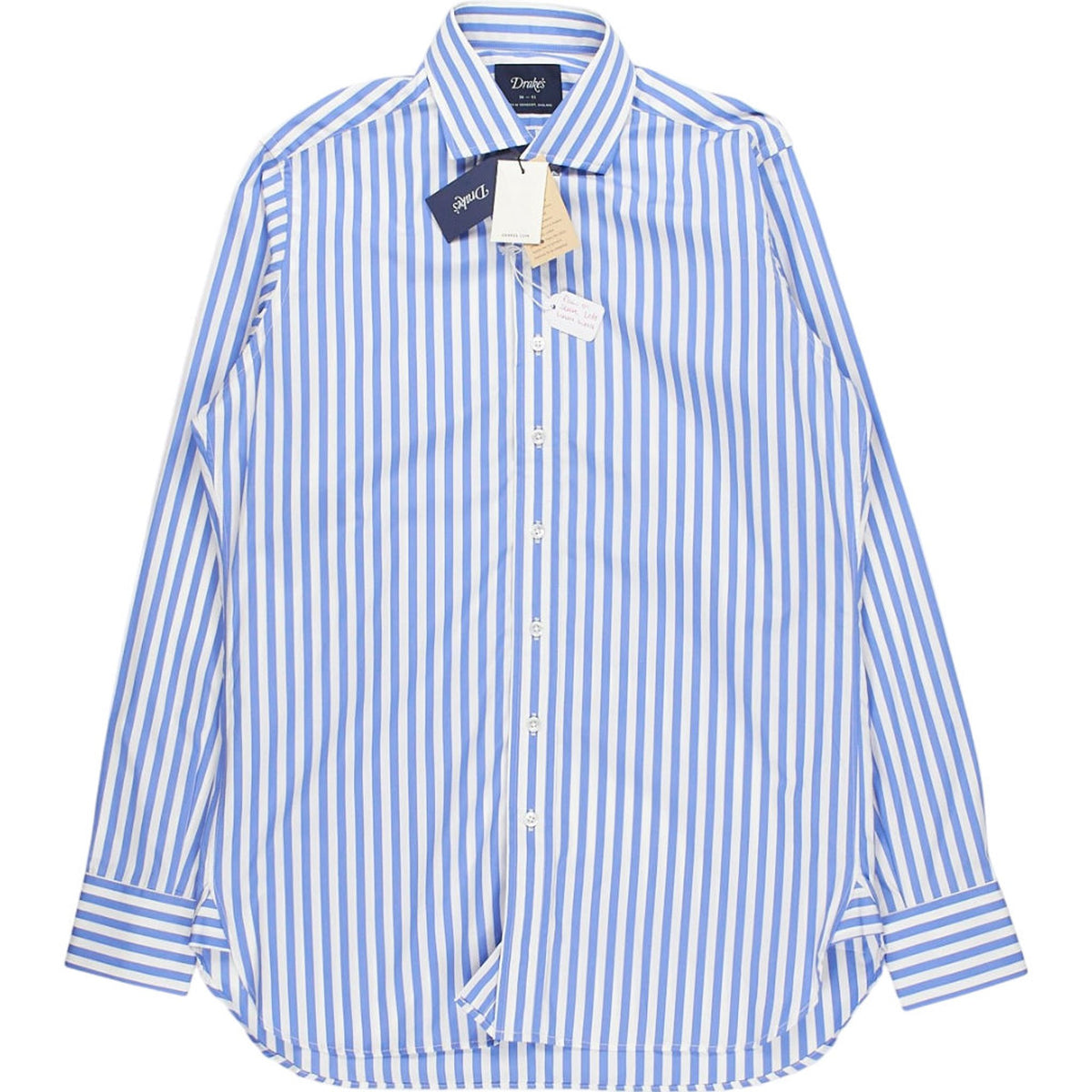 Drake's Blue White Striped Shirt