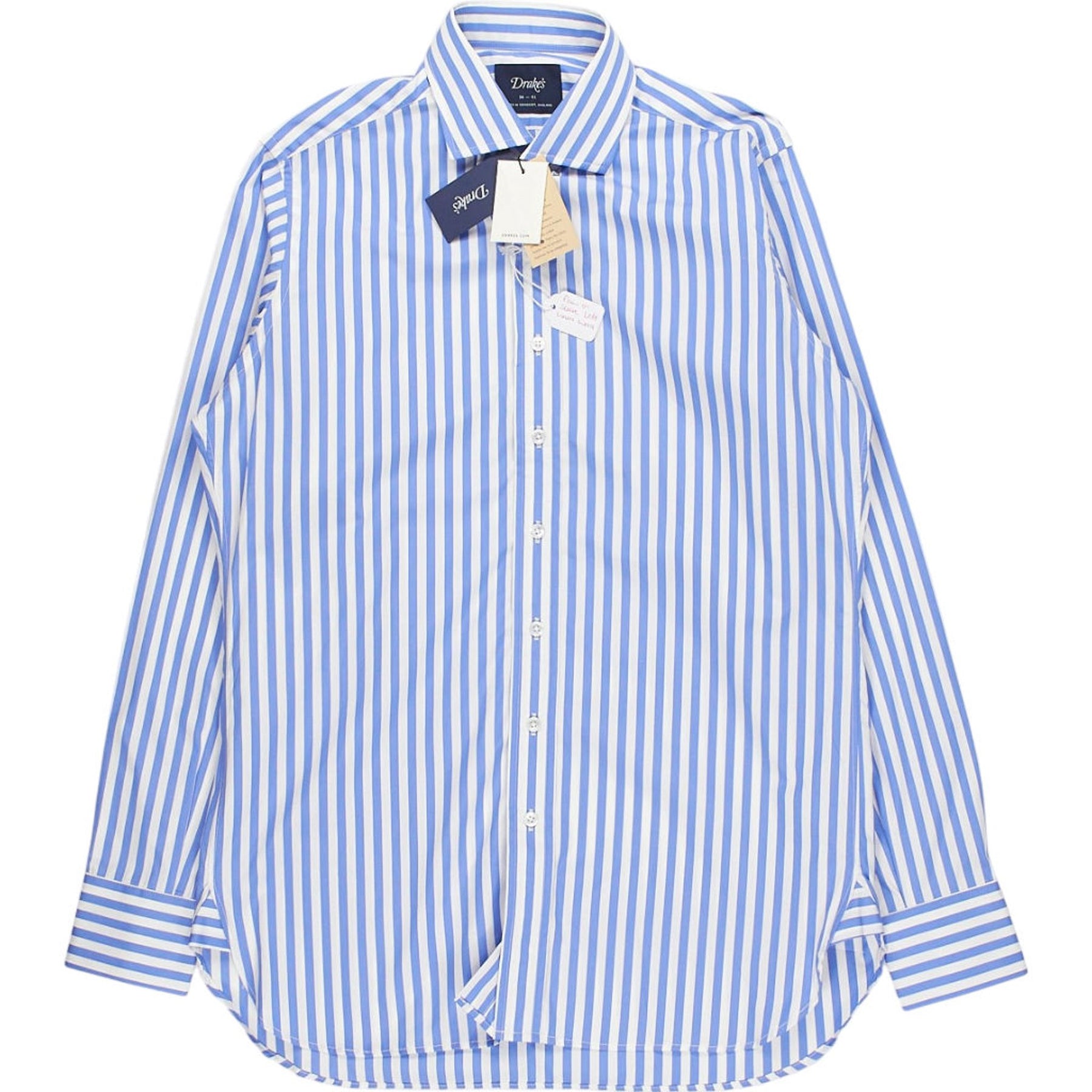 Drake's Blue White Striped Shirt