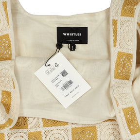 Whistles Cream Yellow Cotton Crochet Midi Dress