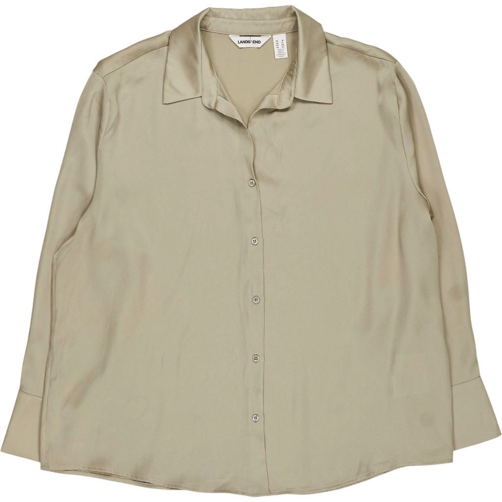 Lands' End Beige Satin Blouse
