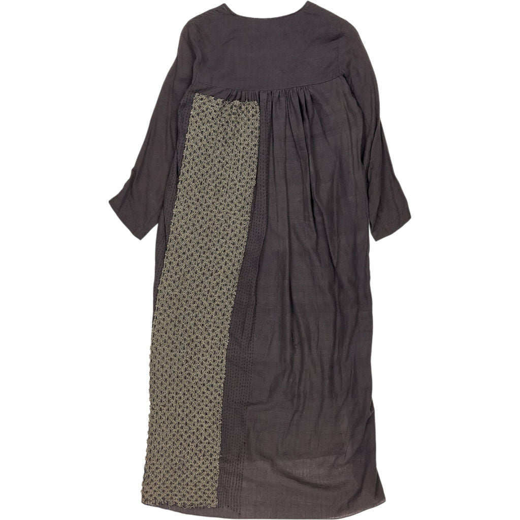 By Walid Grey Cotton Patchwork Dress