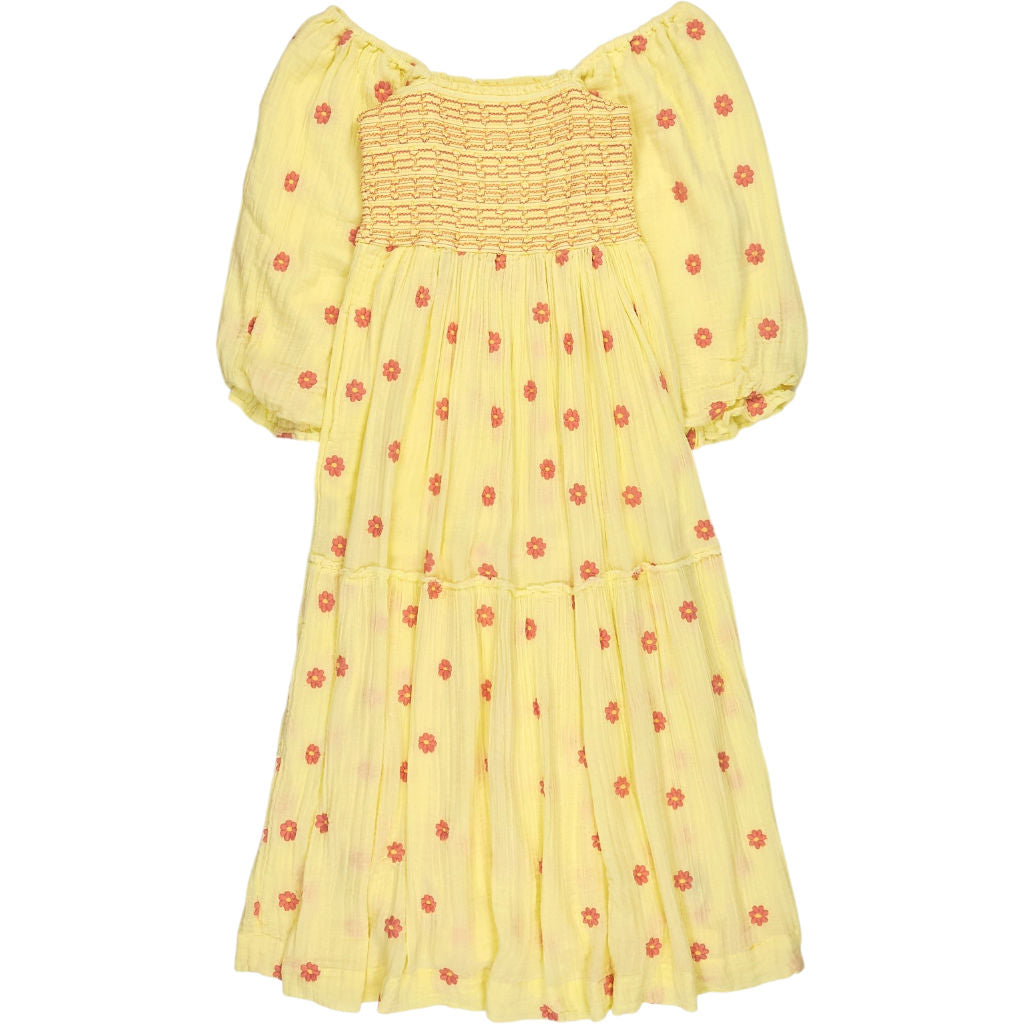 Free People Yellow Floral Smocked Dress