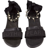Mother of Pearl Black Sandals with Pearls