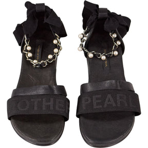 Mother of Pearl Black Sandals with Pearls