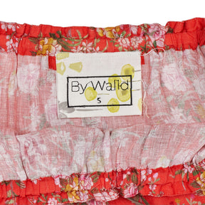 By Walid Red Floral Linen Dress