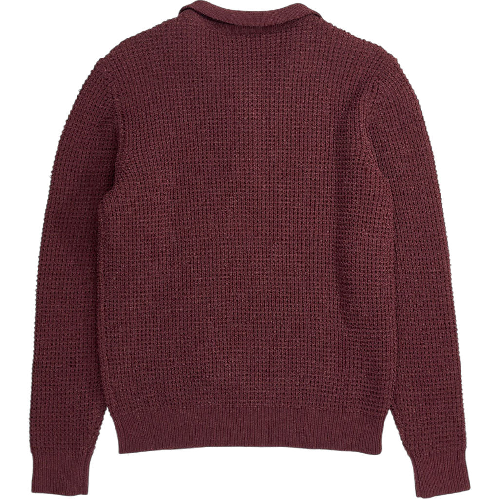 Lands' End Burgundy Knitted Long Sleeve Polo