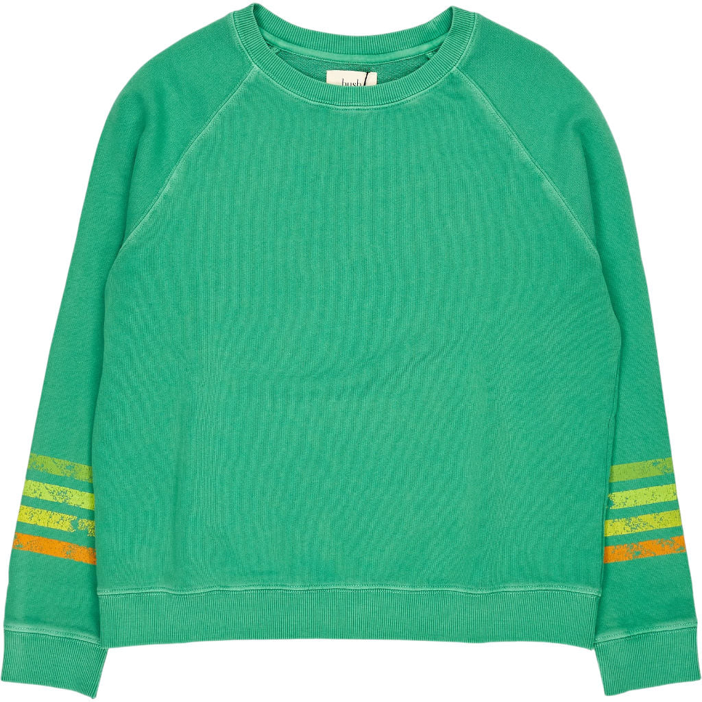 Hush Green Contrast Sleeve Stripe Sweatshirt