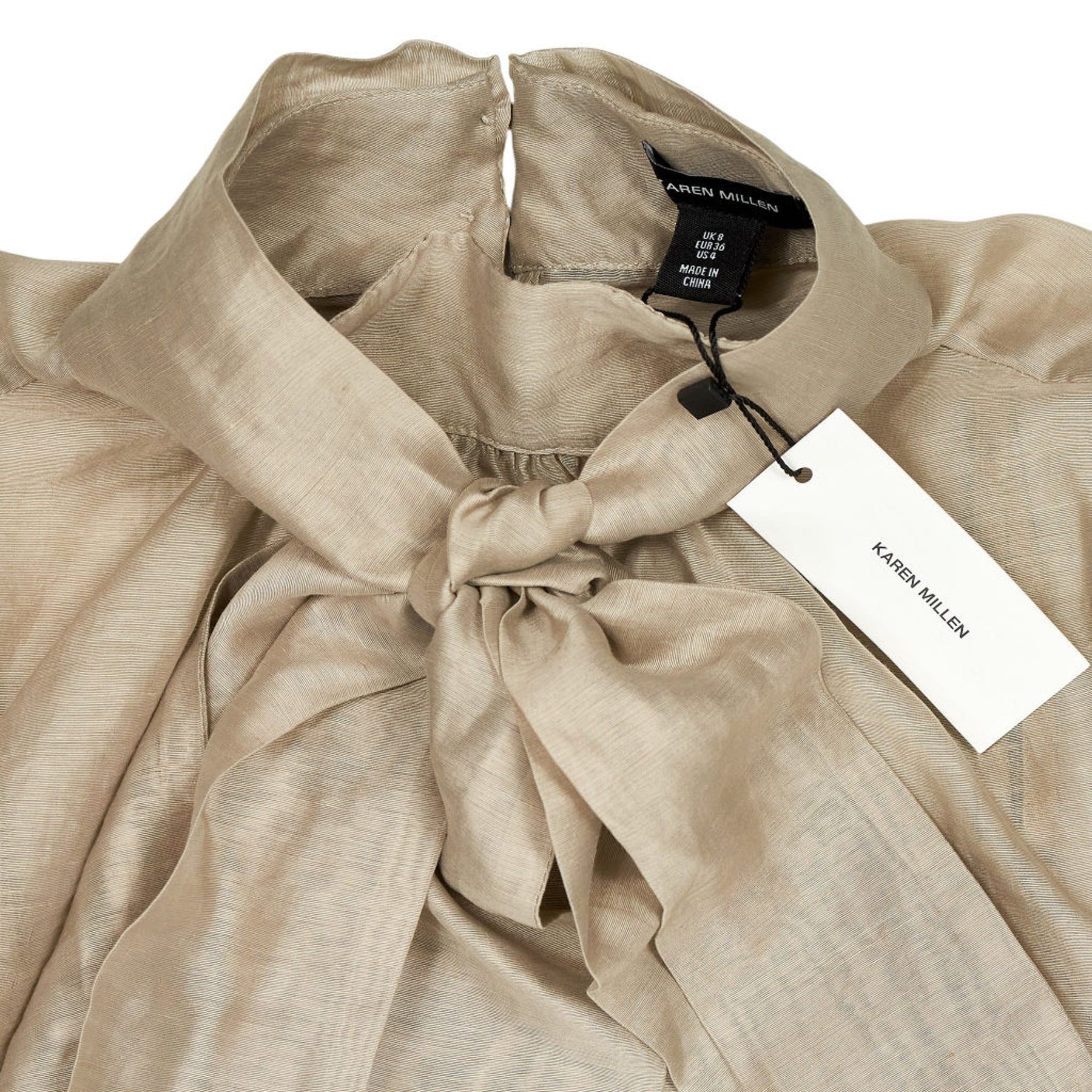 Karen Millen Champagne Organza Pussybow Blouse