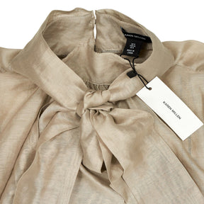 Karen Millen Champagne Organza Pussybow Blouse