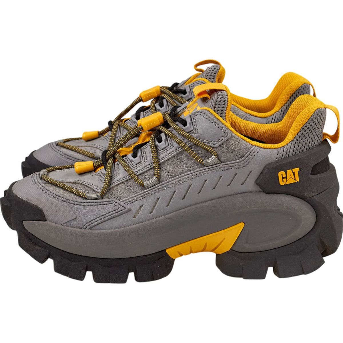 CAT Grey Yellow Intruder Max Trainers UK 8