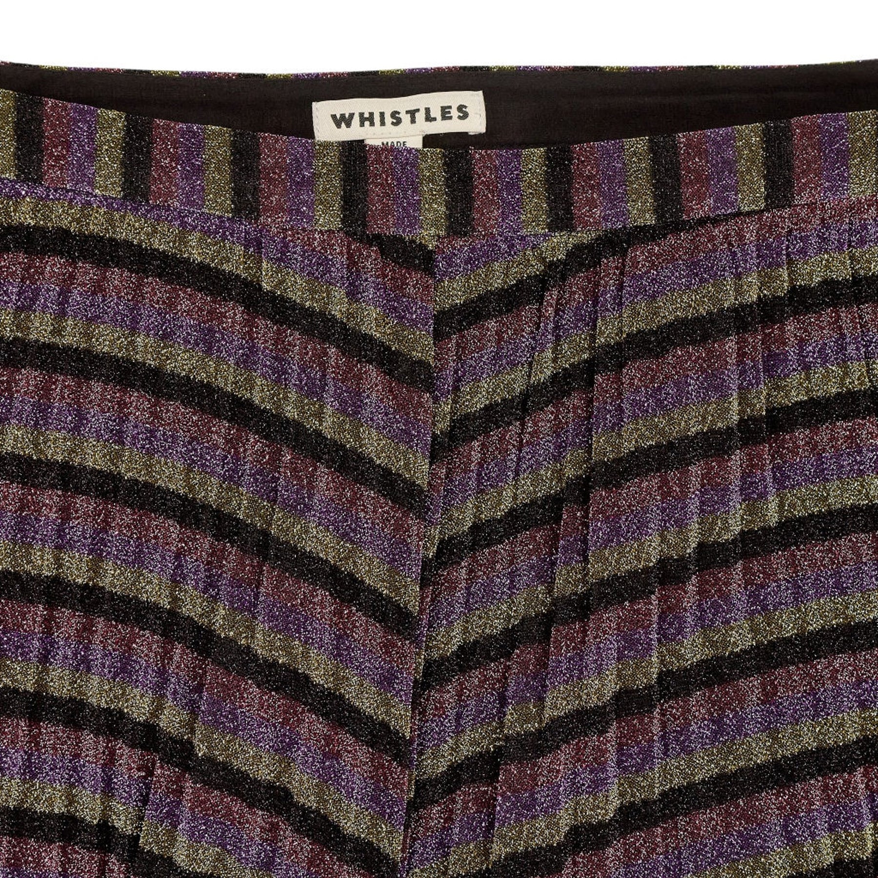 Whistles Purple Metallic Pleated Skirt