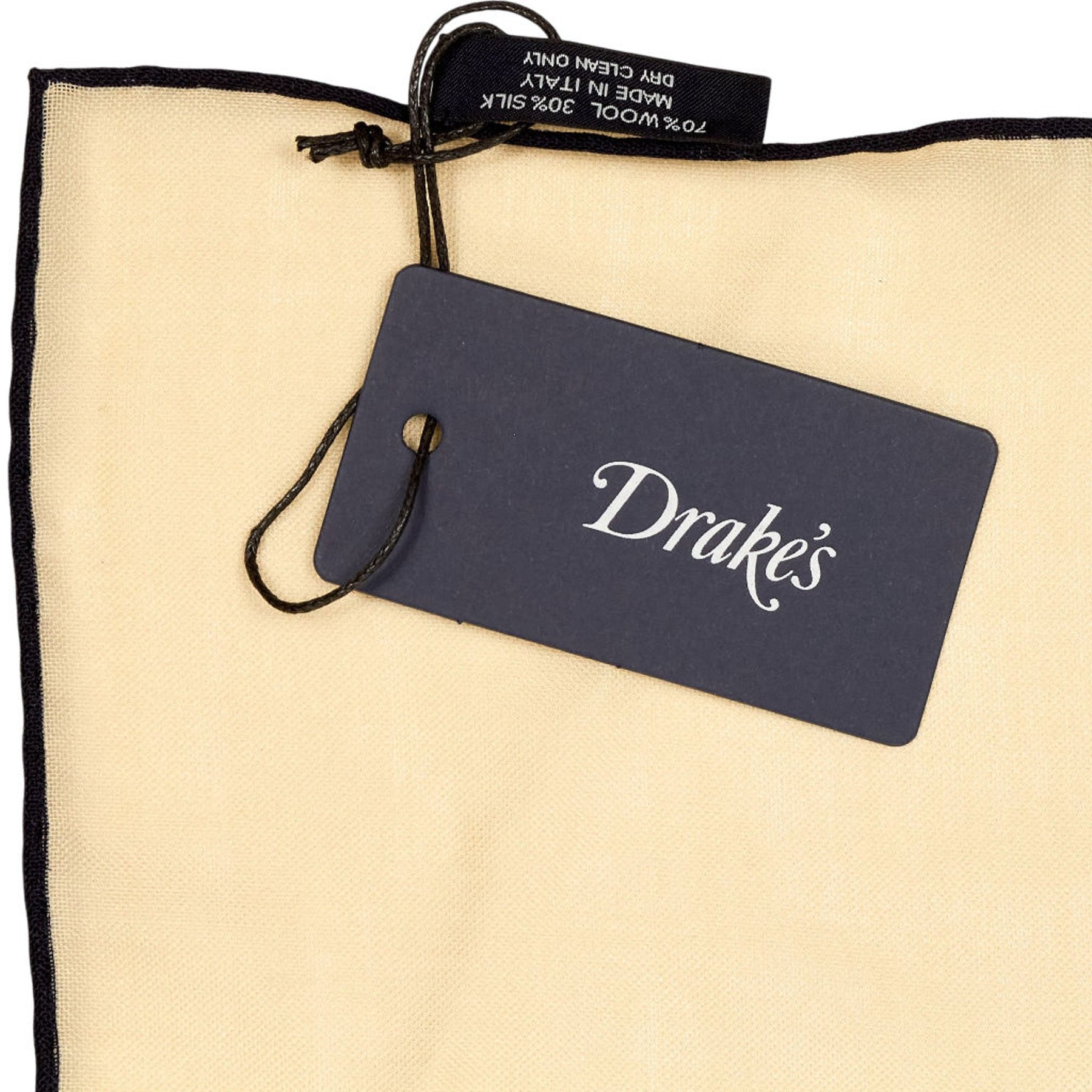 Drake's Cream Wool Silk Pocket Square