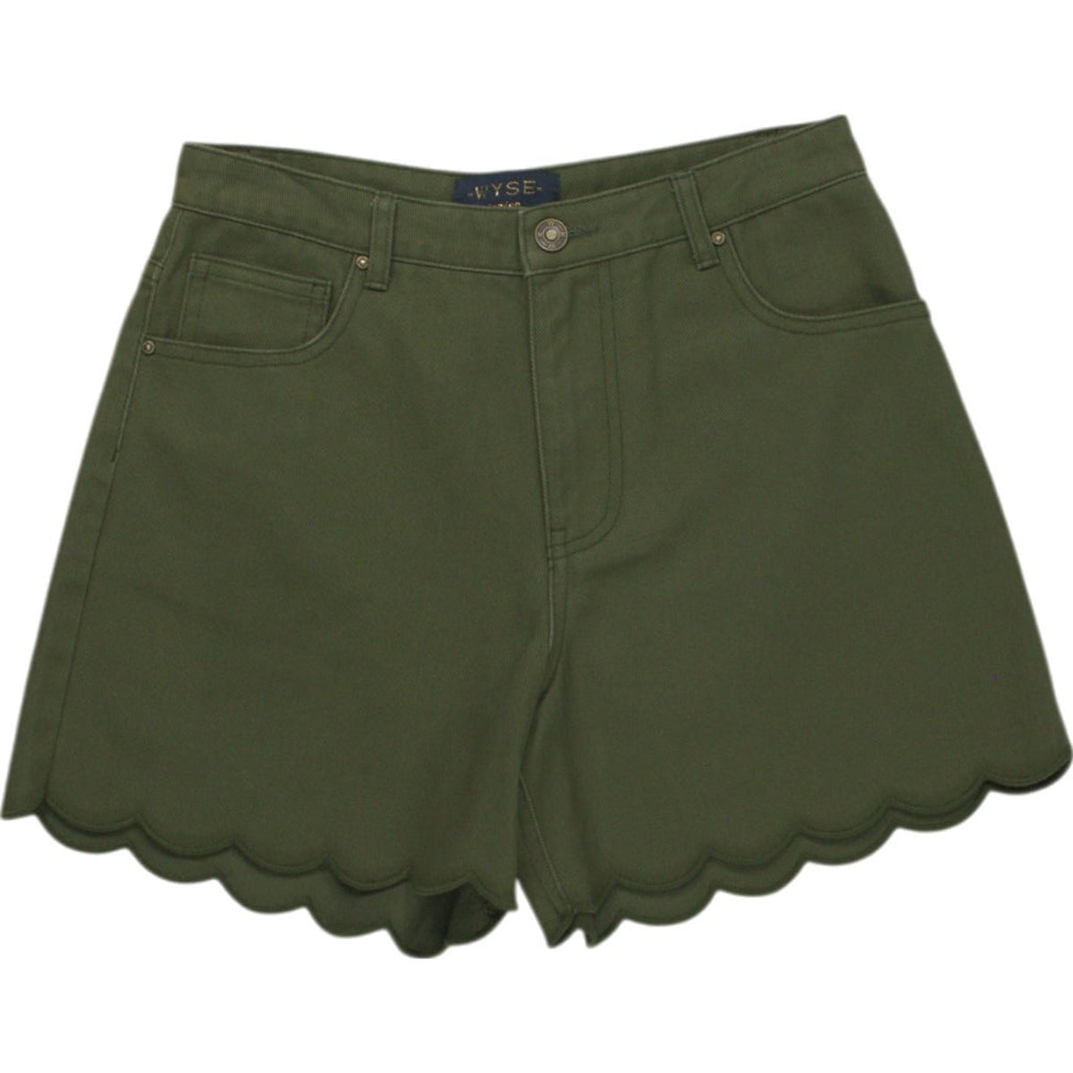 WYSE Scalloped Hem Green Shorts
