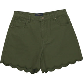 WYSE Scalloped Hem Green Shorts