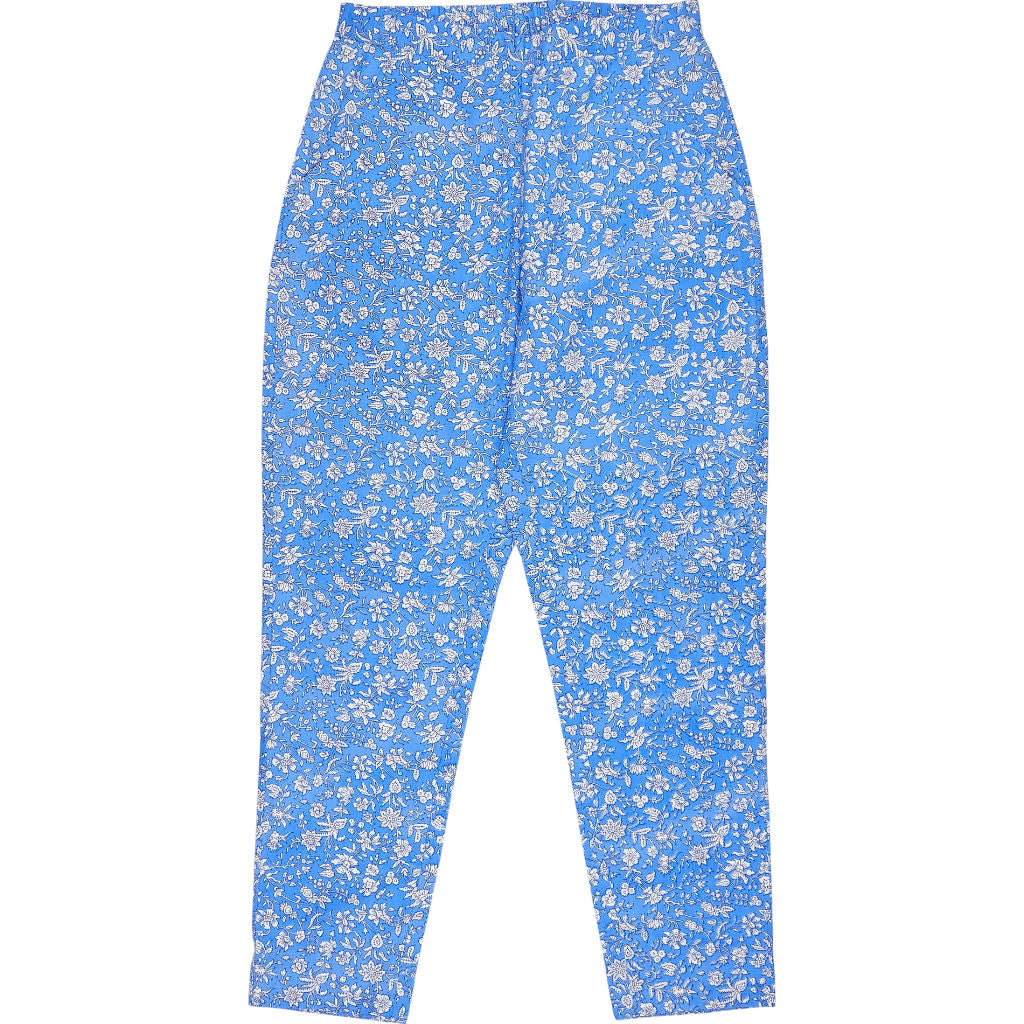 Pink City Prints Blue Floral Pattern Trousers