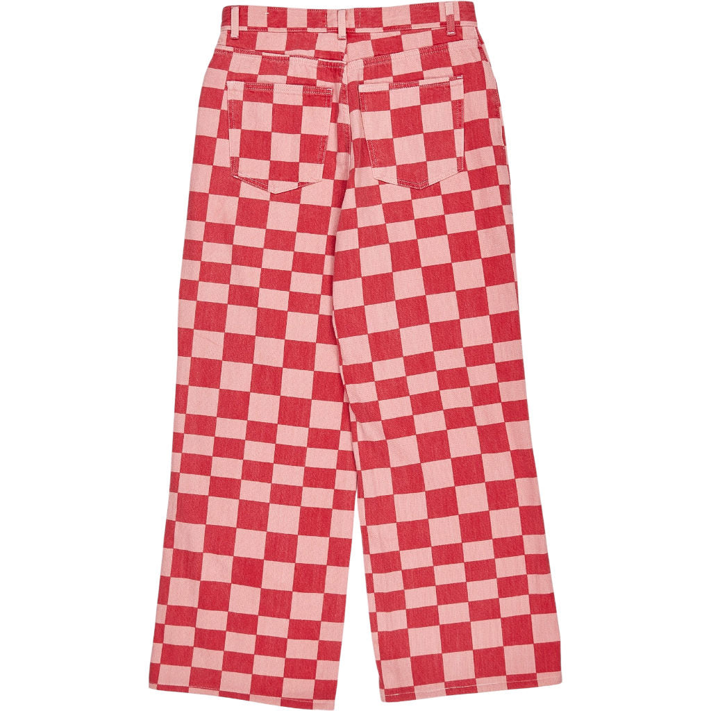 Zara Red Pink Checkered Trousers