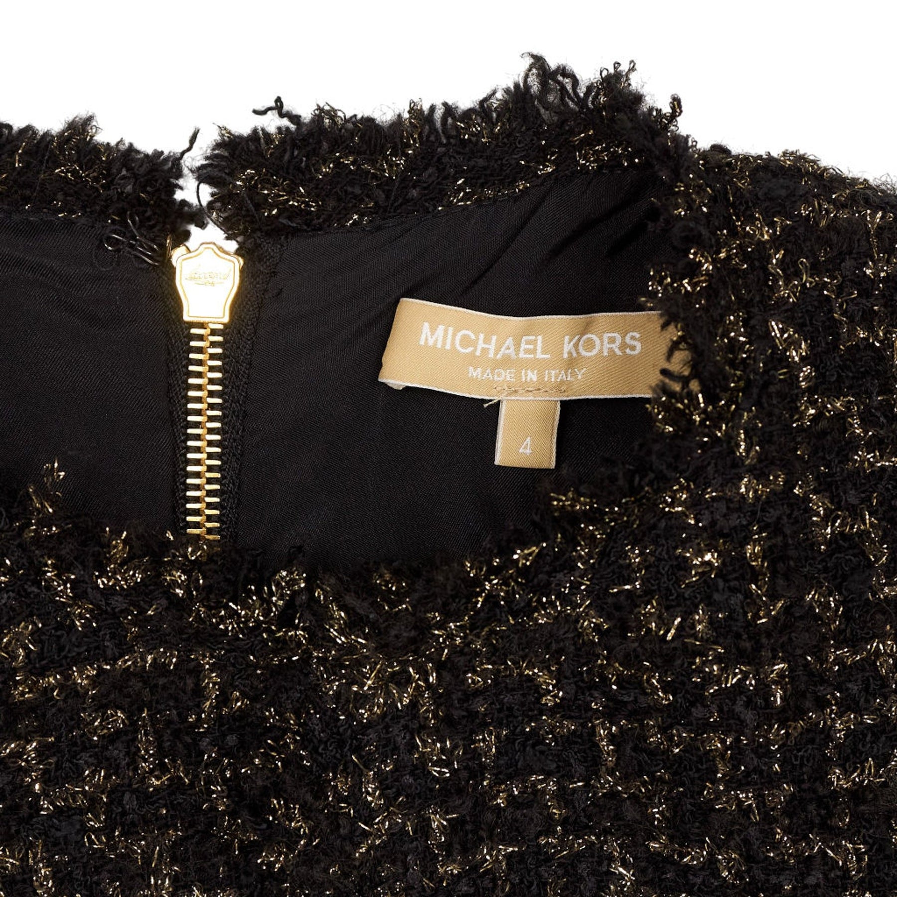 Michael Kors Black Gold Tweed Dress