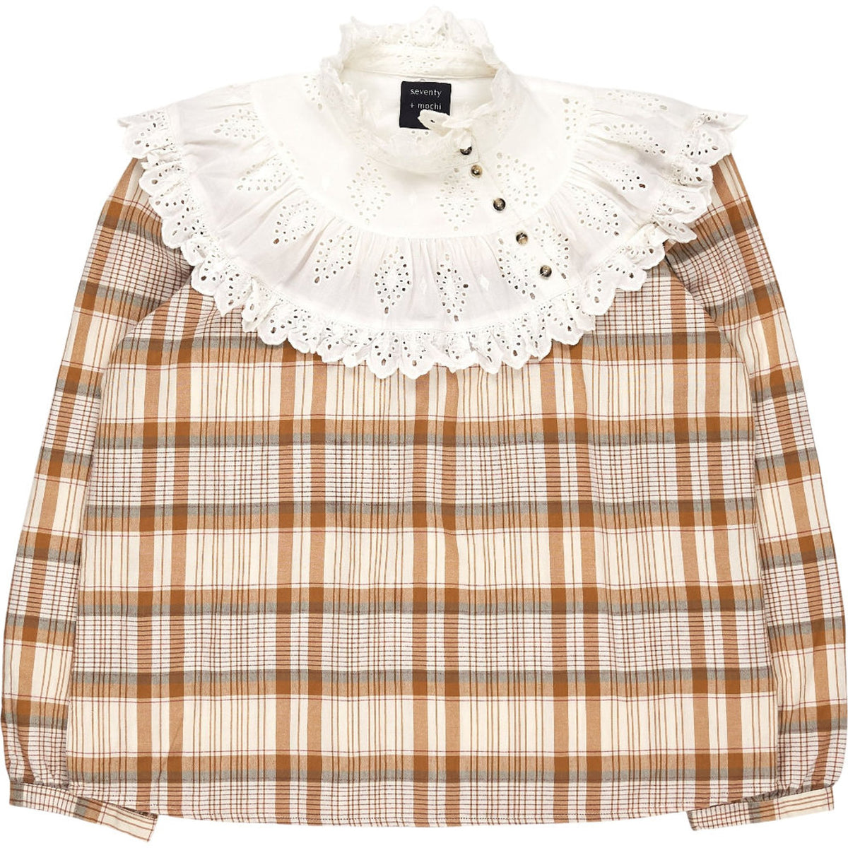 seventy + mochi Beige Check Blouse