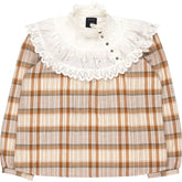 seventy + mochi Beige Check Blouse