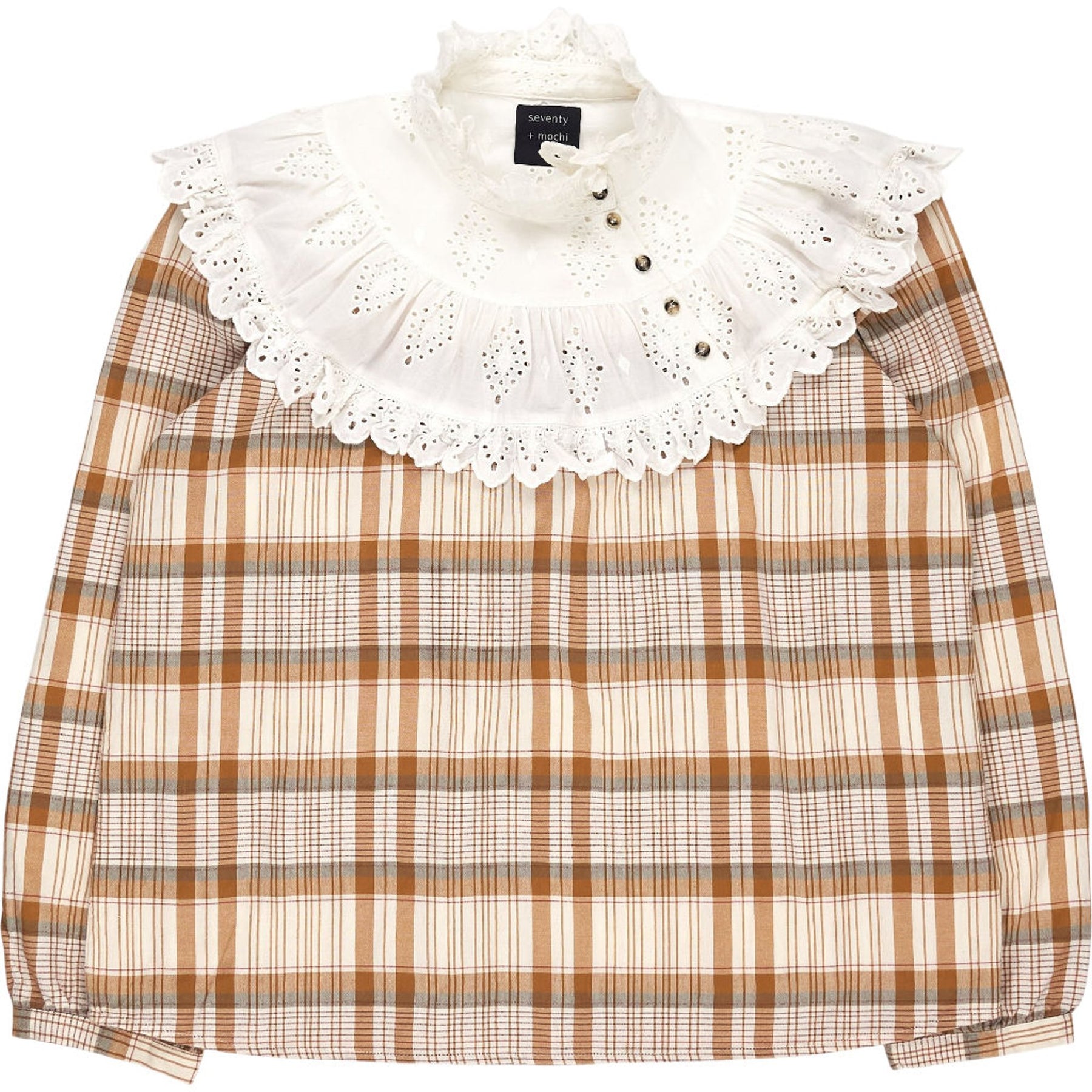 seventy + mochi Beige Check Blouse