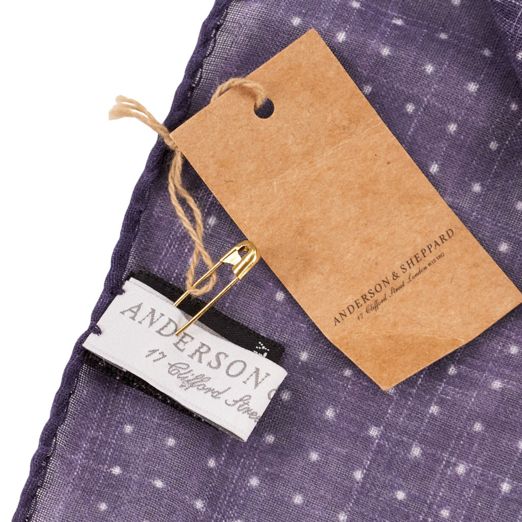 Anderson & Sheppard Navy Spotted Pocket Square