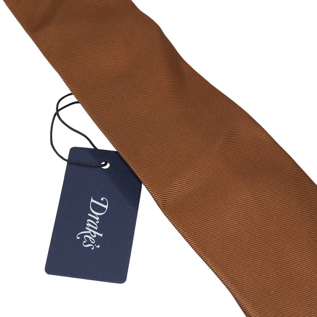 Drake's Camel Brown Silk Twill Tie