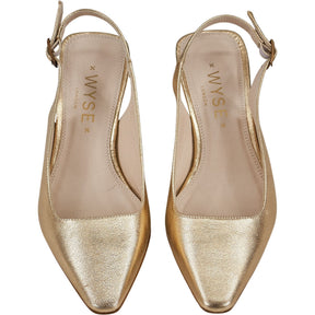 Wyse Gold Slingback Heels