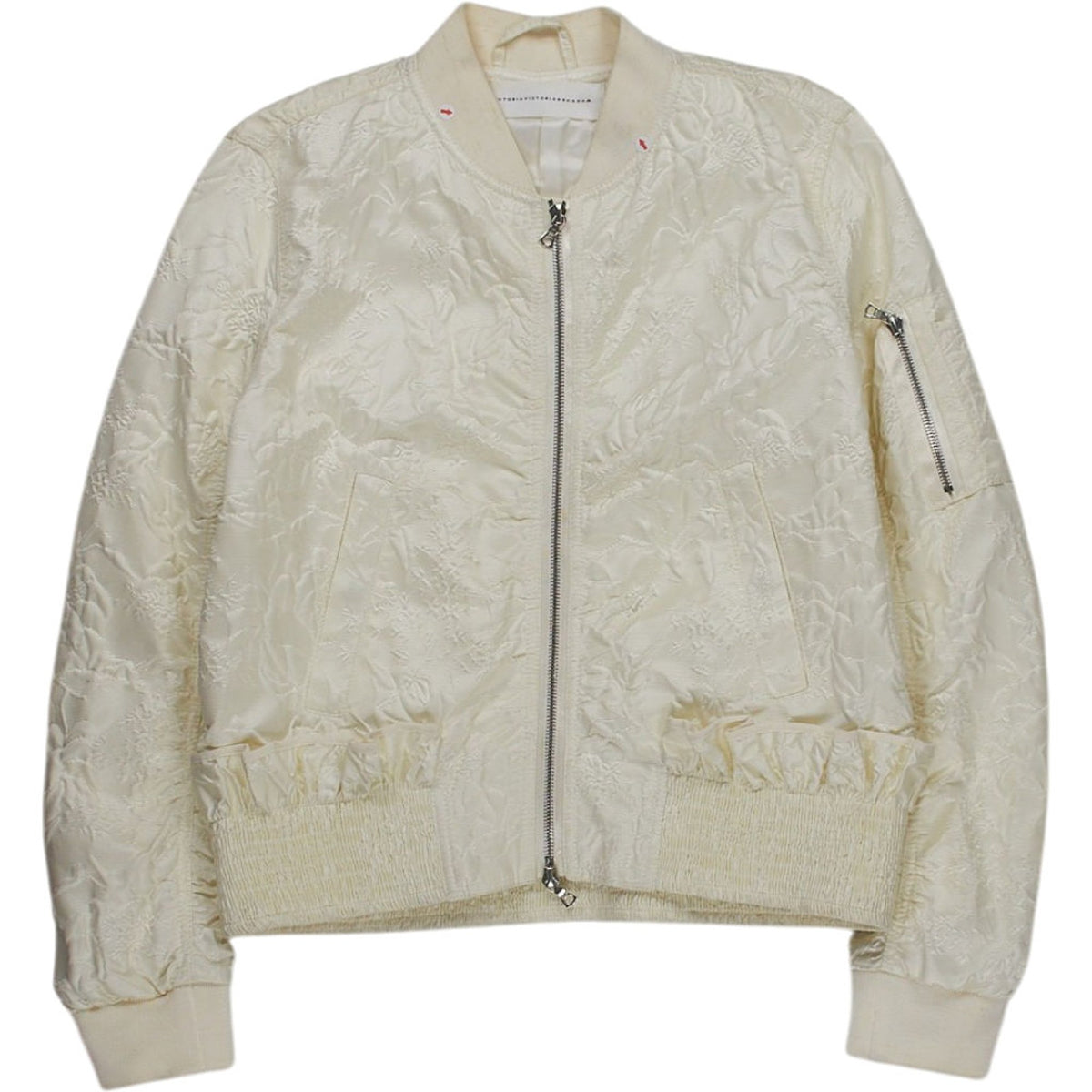 Victoria Beckham Cream Embroidered Bomber Jacket