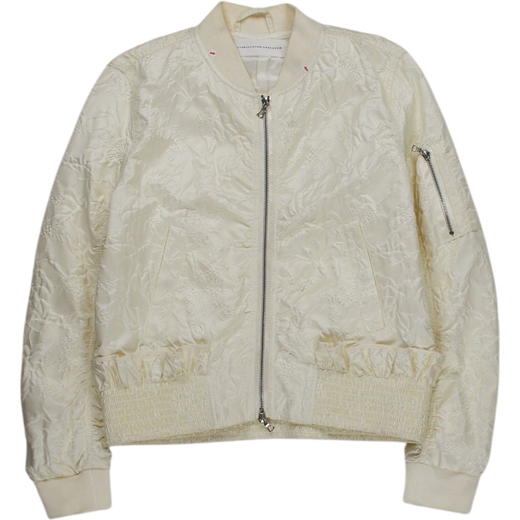 Victoria Beckham Cream Embroidered Bomber Jacket