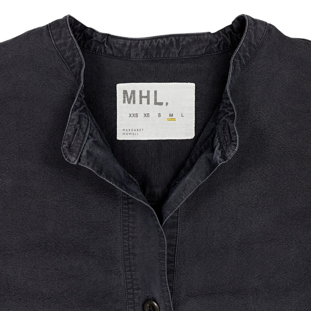 MHL Black Cotton Linen Top