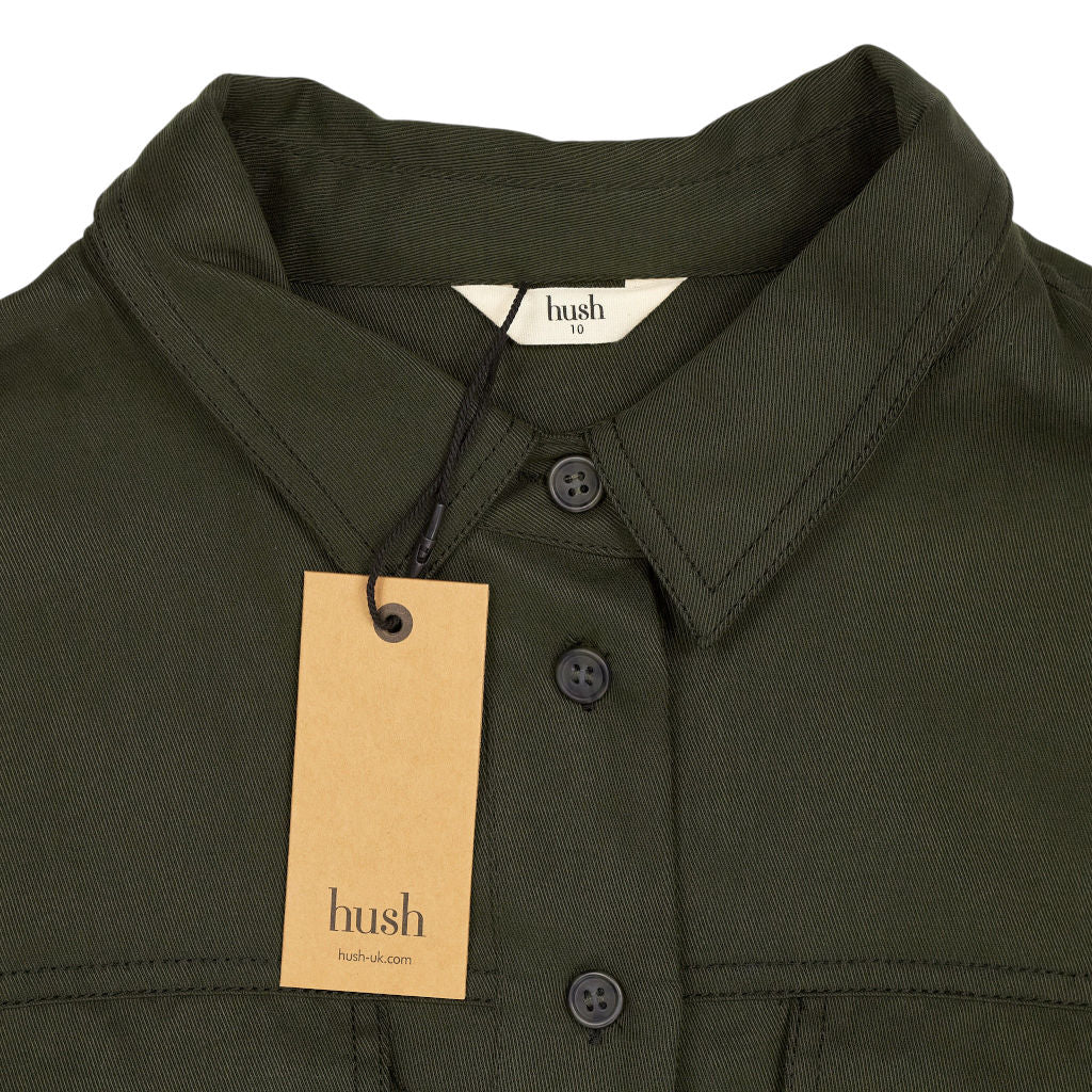 Hush Dark Green Maia Mini Utility Dress