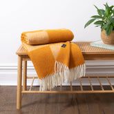 Checkerboard Orange 100% Wool Blanket