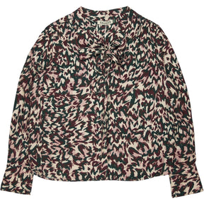 Baukjen Beige Eme Printed Tie Neck Blouse