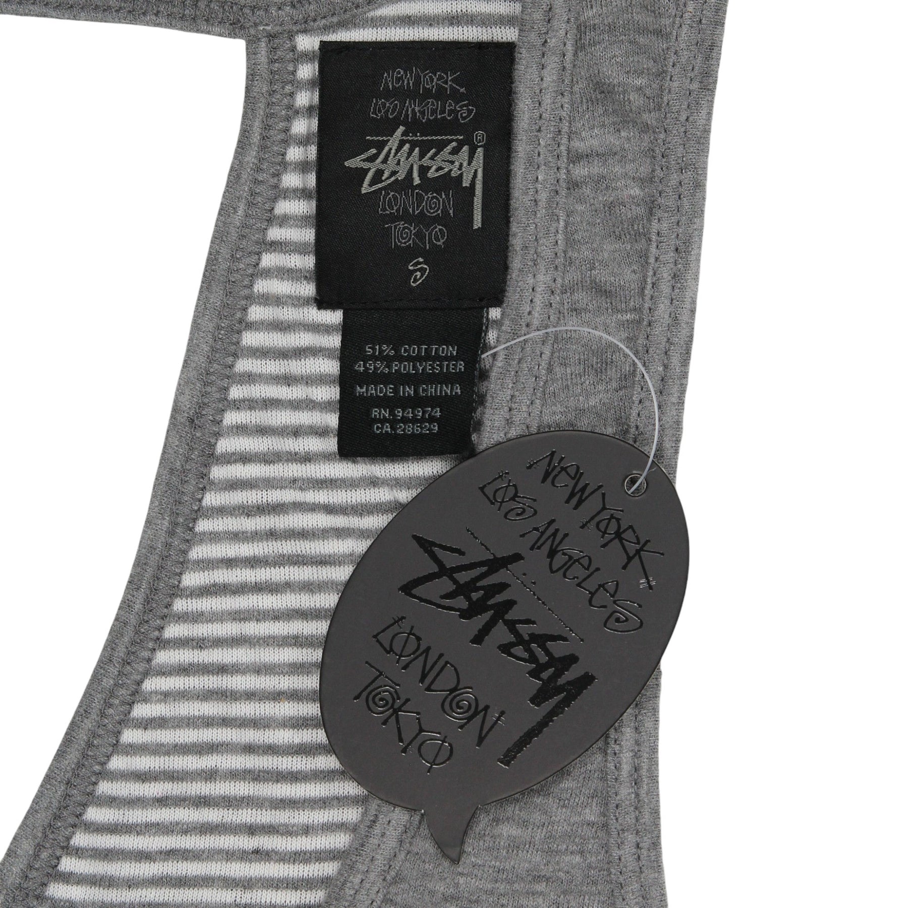 Stussy Grey Striped Tank Top