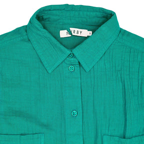 NRBY Green Cotton Belted Shirt Dress