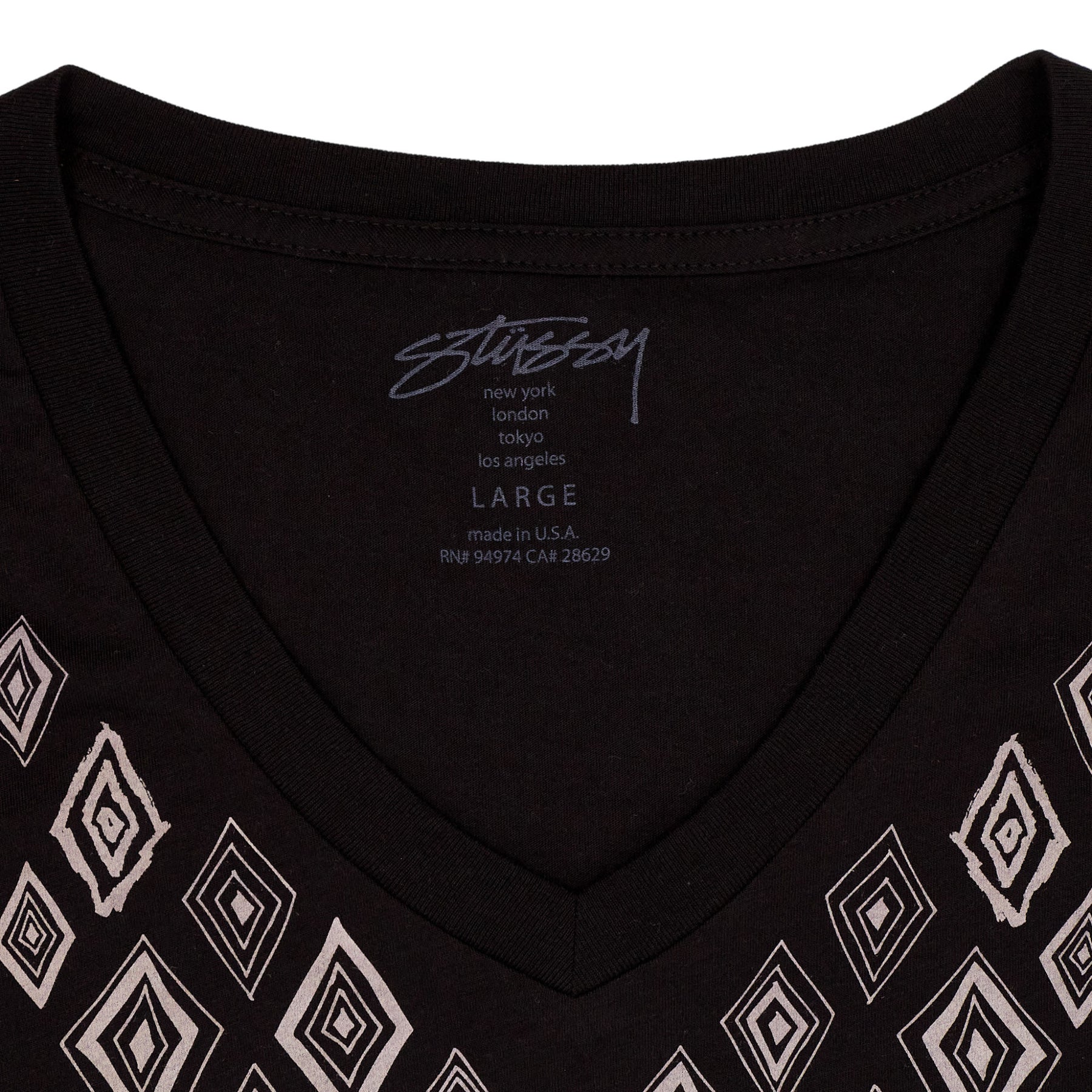 Stussy Black Diamond Pattern T-Shirt