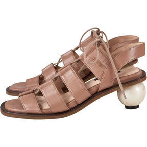 Mother of Pearl Tan Leather Sandals